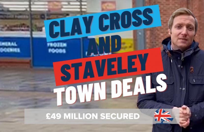 Lee Rowley MP announces town deal success for Clay Cross and Staveley