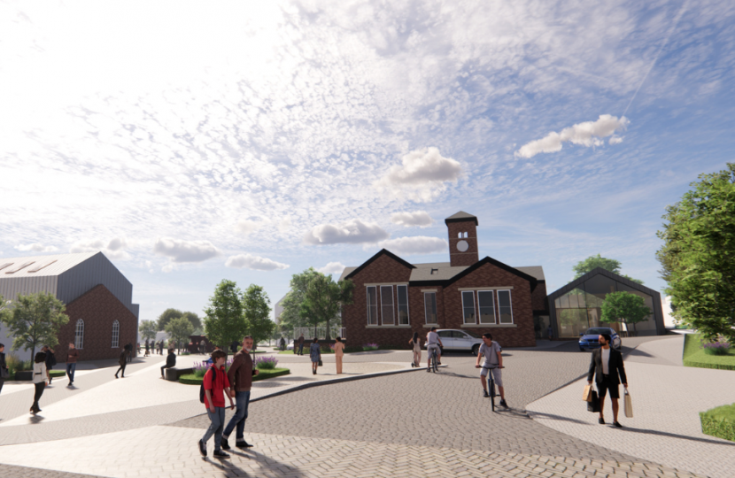 Clay Cross Town Deal post regeneration drawings of pedestrianised Market Street