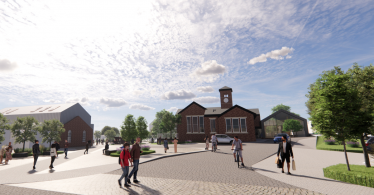 Clay Cross Town Deal post regeneration drawings of pedestrianised Market Street