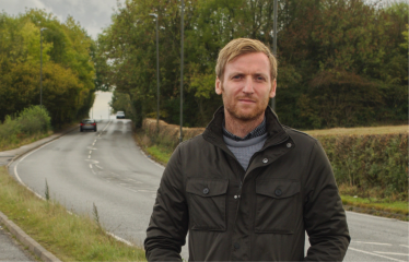 Lee Rowley MP standing in layby by A61