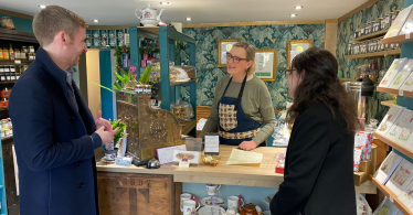 Lee Rowley MP and Cllr Charlotte Cupit visit to Cup and Saucer, Clay Cross