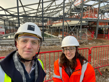 Lee Rowley MP and Cllr Charlotte Cupit at Sharley Park building site in Clay Cross